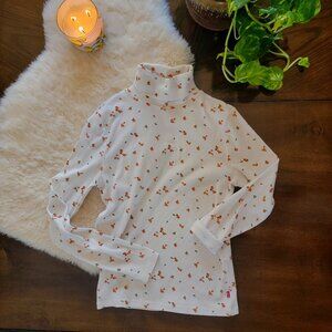 Levi's Rose Print White Fitted Turtleneck